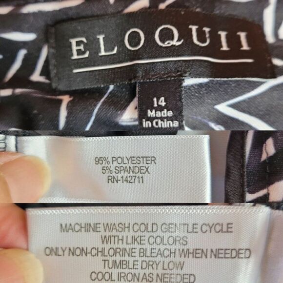 Eloquii Pants Stretch Dress Pants Tapered Abstract Psychedelic Print Black 14 - Picture 3 of 16